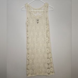 INC cream crochet cotton dress